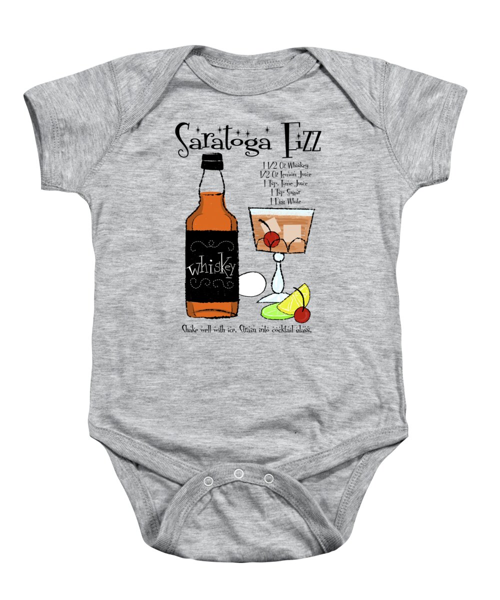 Cocktail Baby Onesie featuring the painting Saratoga Fizz Cocktail Recipe by Little Bunny Sunshine