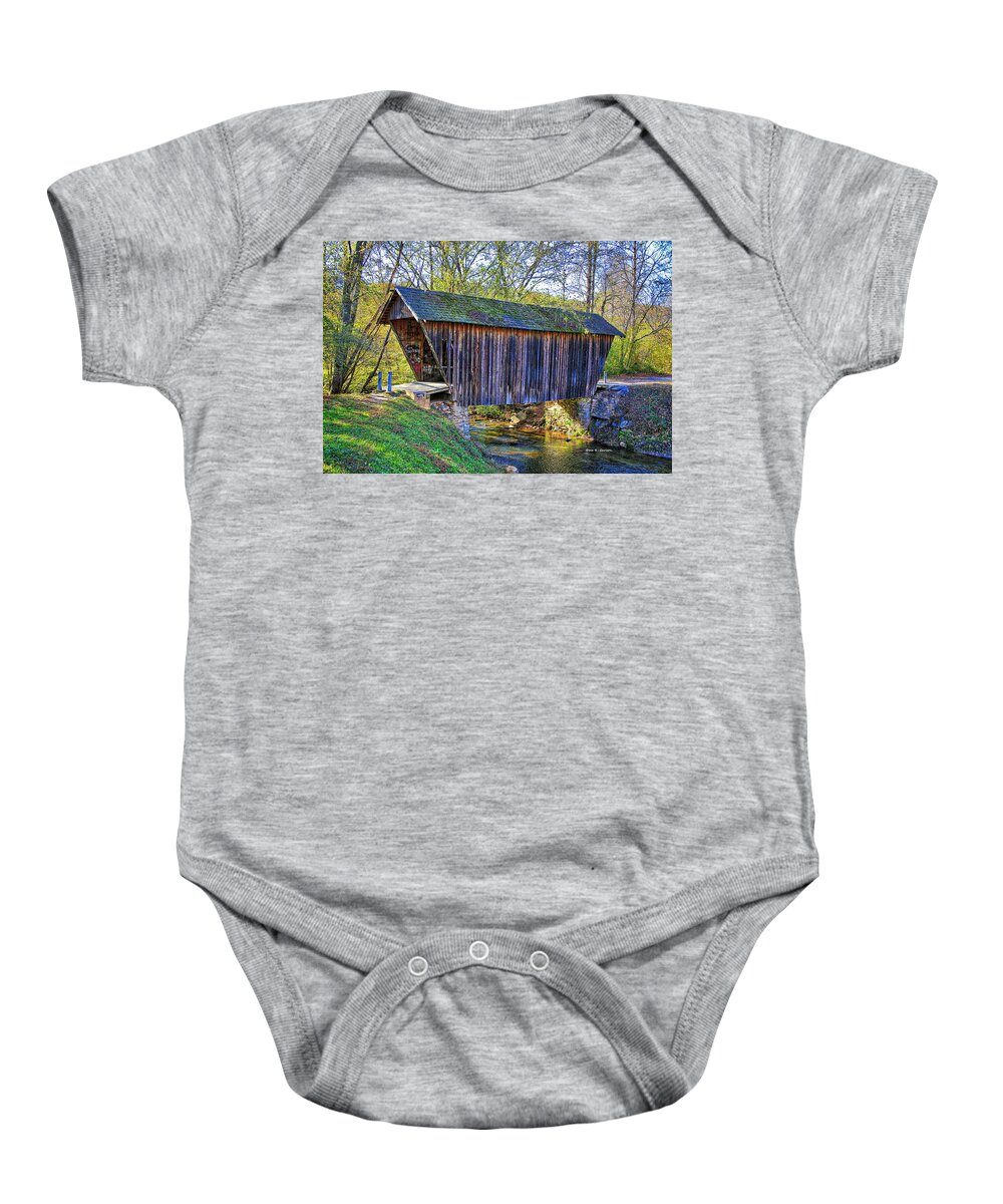 Covered Bridge Baby Onesie featuring the photograph Sautee Covered Bridge by Dale R Carlson