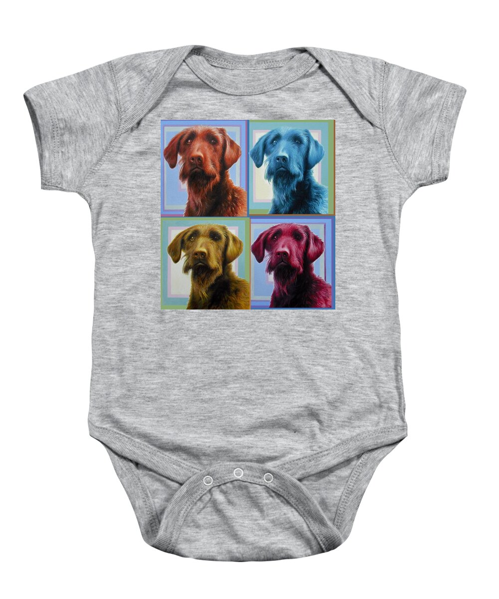 Dog Baby Onesie featuring the painting Savannah the Labradoodle by Hans Droog