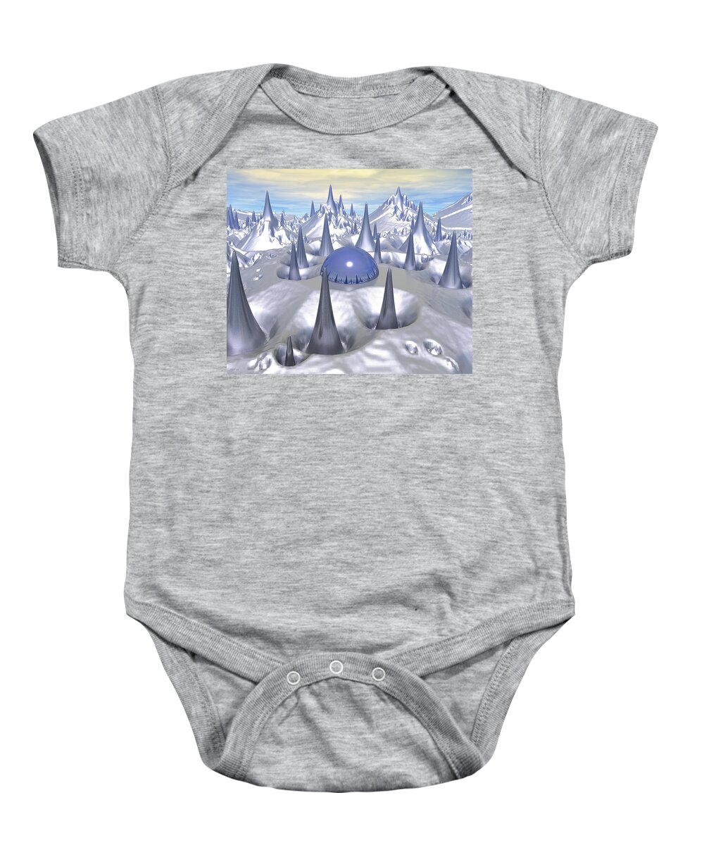 Sci Fi Baby Onesie featuring the digital art Science Fiction Landscape by Phil Perkins
