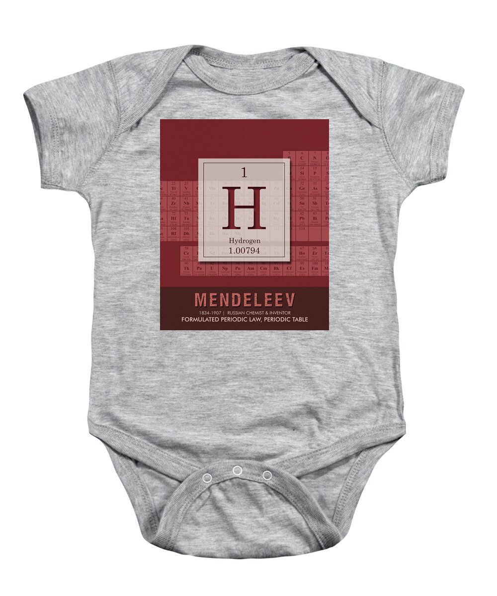 Mendeleev Baby Onesie featuring the mixed media Science Posters - Dmitri Mendeleev - Chemist, Inventor by Studio Grafiikka