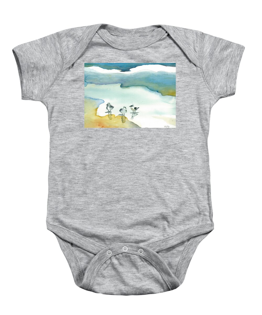 Ocean Baby Onesie featuring the painting Sea Birds by Kelly Perez