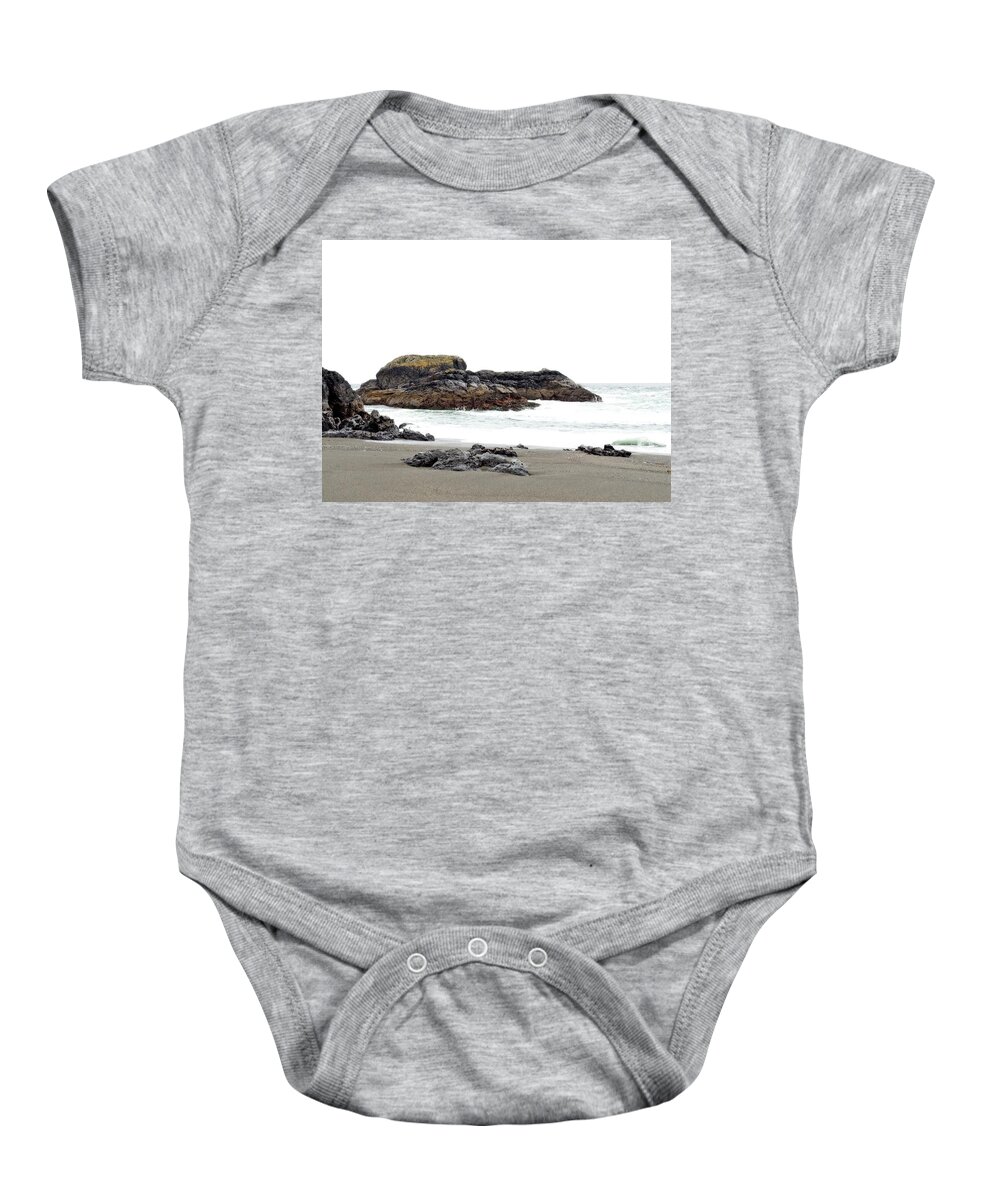 Landscape Baby Onesie featuring the photograph Sea Sand and Rocks by Allan Van Gasbeck