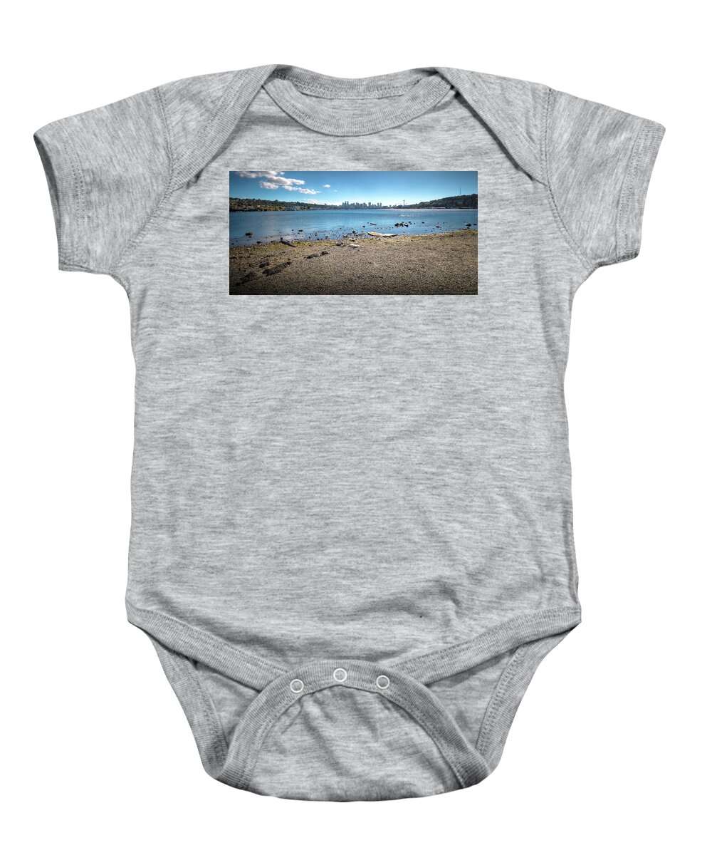 Seattle Skyline From Gasworks Park Baby Onesie featuring the photograph Seattle Skyline from Gasworks Park by David Patterson