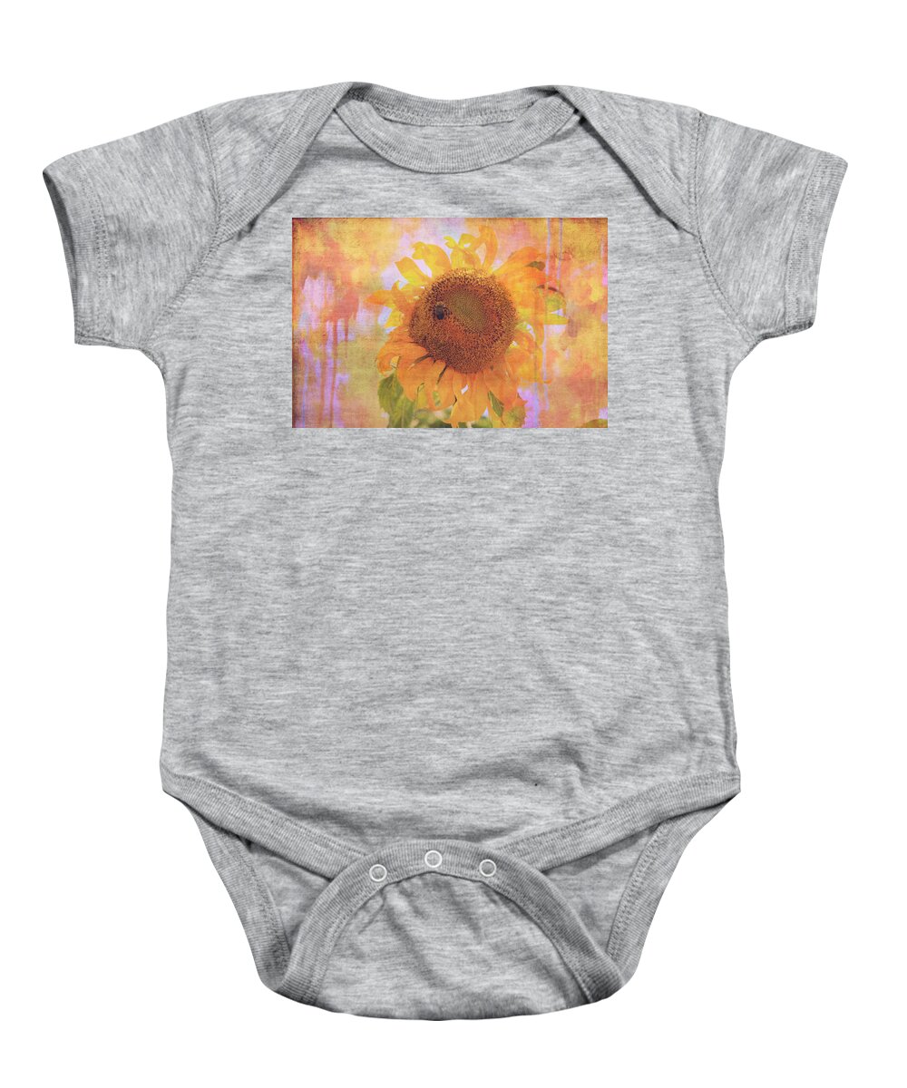 Sunflower Baby Onesie featuring the photograph Secret Life of Bee by Toni Hopper