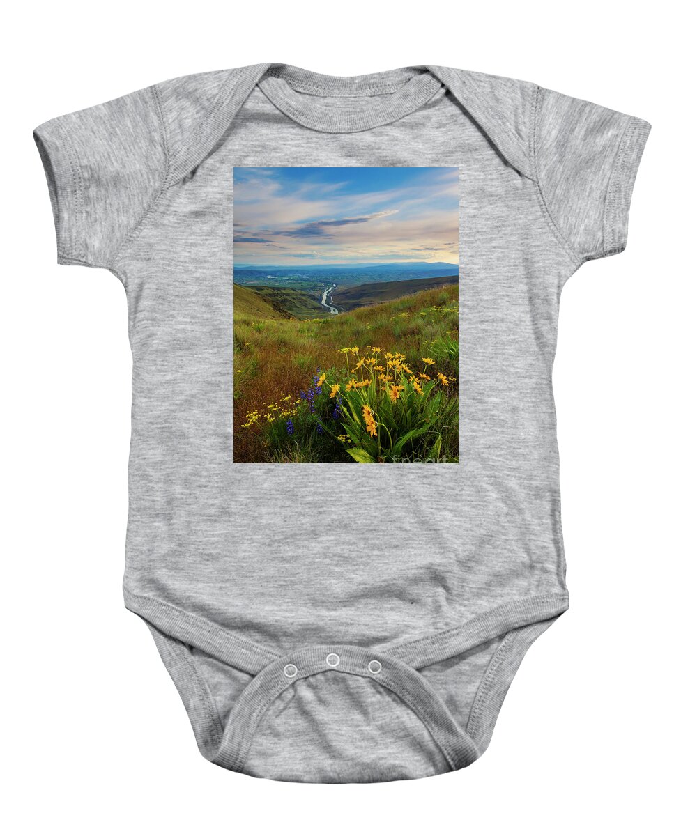 Selah Baby Onesie featuring the photograph Selah Spring Sunset by Michael Dawson
