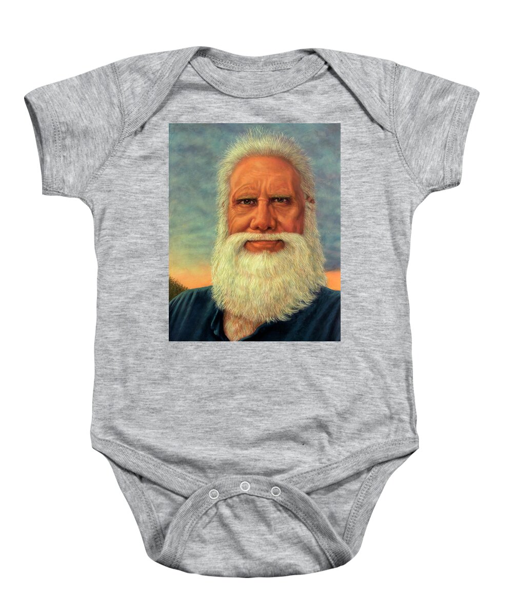 Self-portrait Baby Onesie featuring the painting Self-portrait as the Sun goes down by James W Johnson