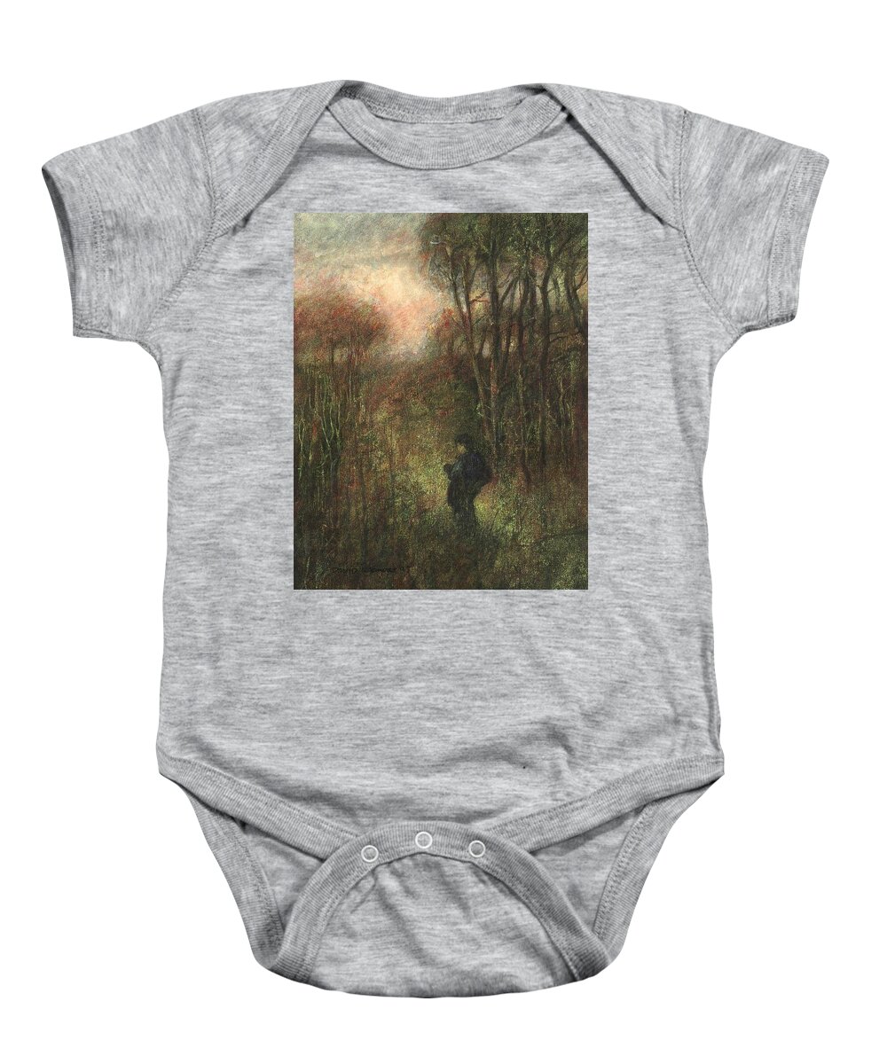 Traveler Baby Onesie featuring the painting Self Portrait with Landscape by David Ladmore