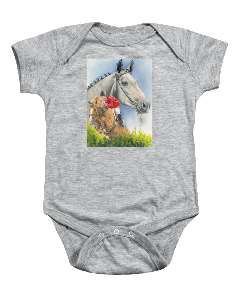 Competition Baby Onesie featuring the mixed media Selle Francaise by Barbara Keith
