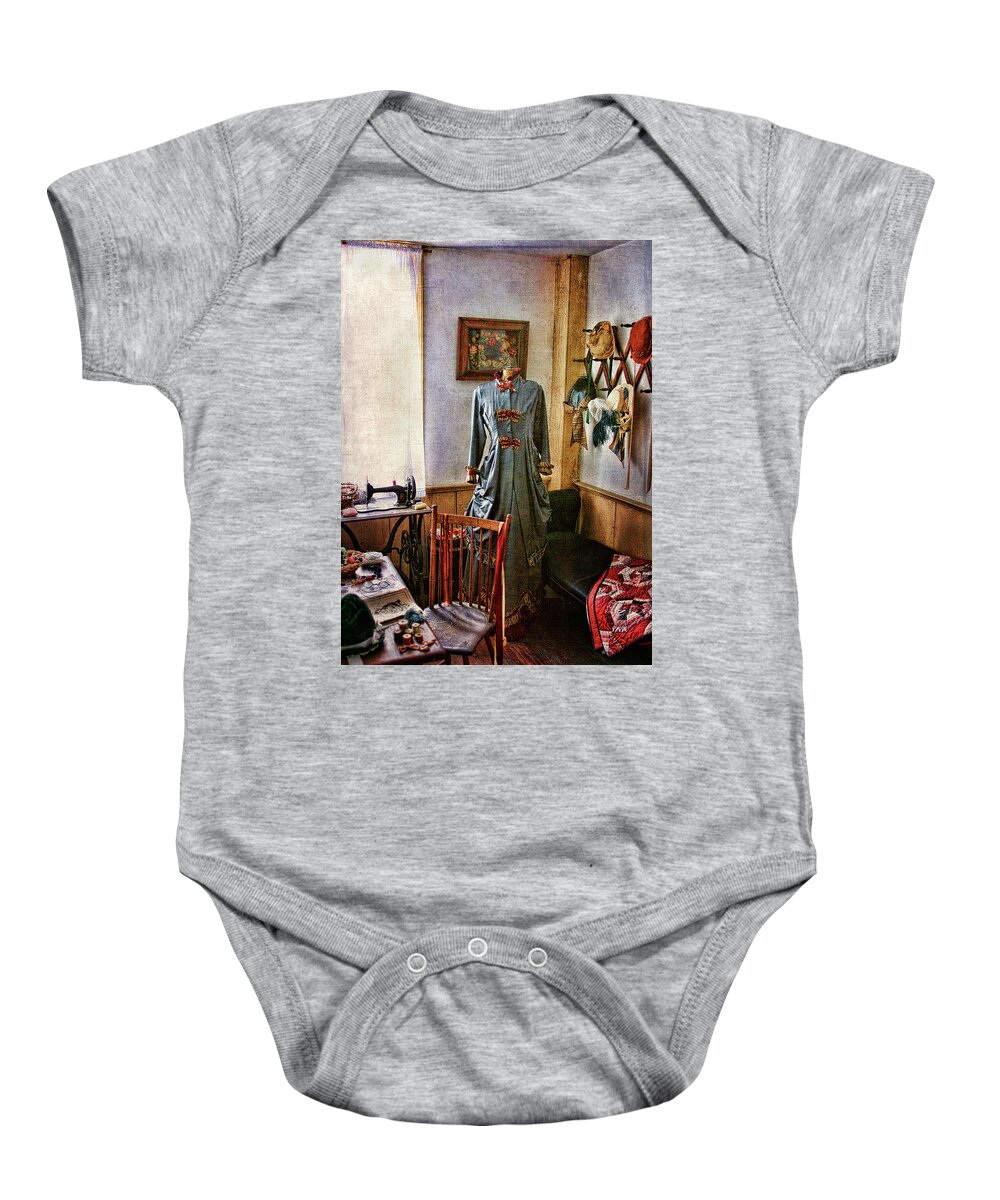 Cindi Ressler Baby Onesie featuring the photograph Sewing Room 1 by Cindi Ressler