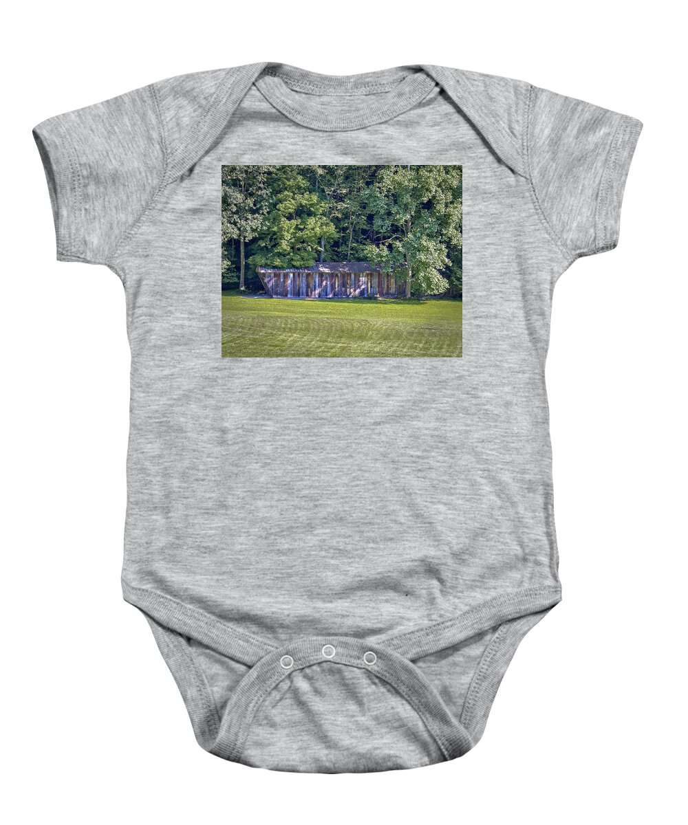America Baby Onesie featuring the photograph Shade Covered Bridge by Jack R Perry