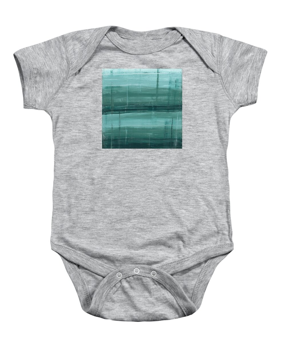 Acrylic Baby Onesie featuring the painting Shades of Teal by Diana Hrabosky