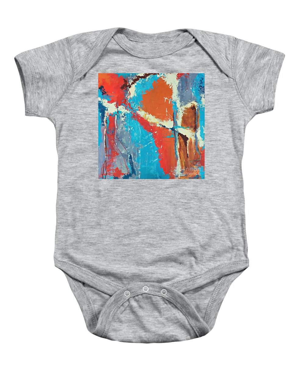 Abstract Art Baby Onesie featuring the painting Shadow Dance by Mary Mirabal