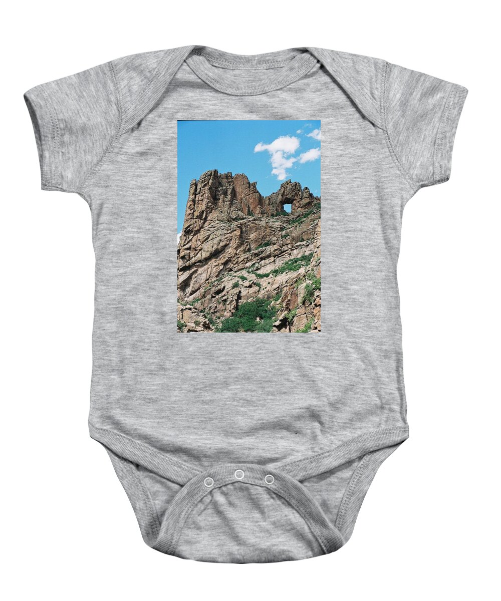 Shelf Road Baby Onesie featuring the photograph Shelf Road rock formations by Anita Burgermeister