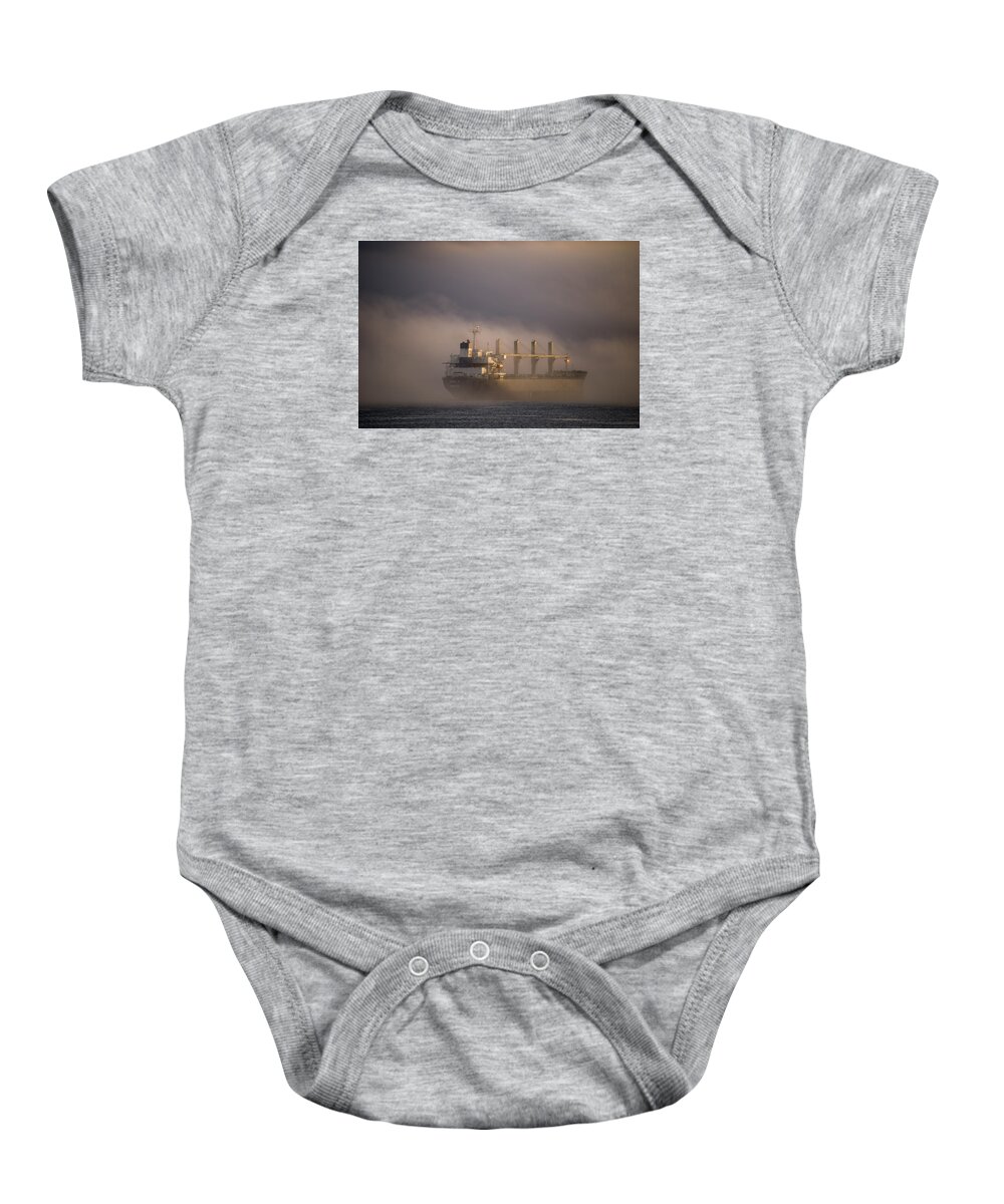 Astoria Baby Onesie featuring the photograph Ship in the Fog by Robert Potts