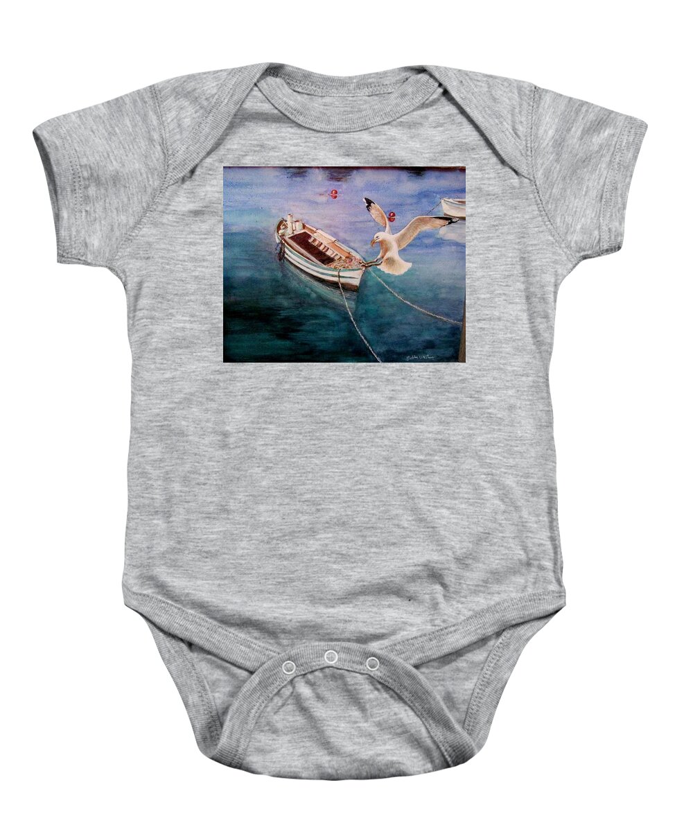 Bird Baby Onesie featuring the painting Short Flite by Bobby Walters