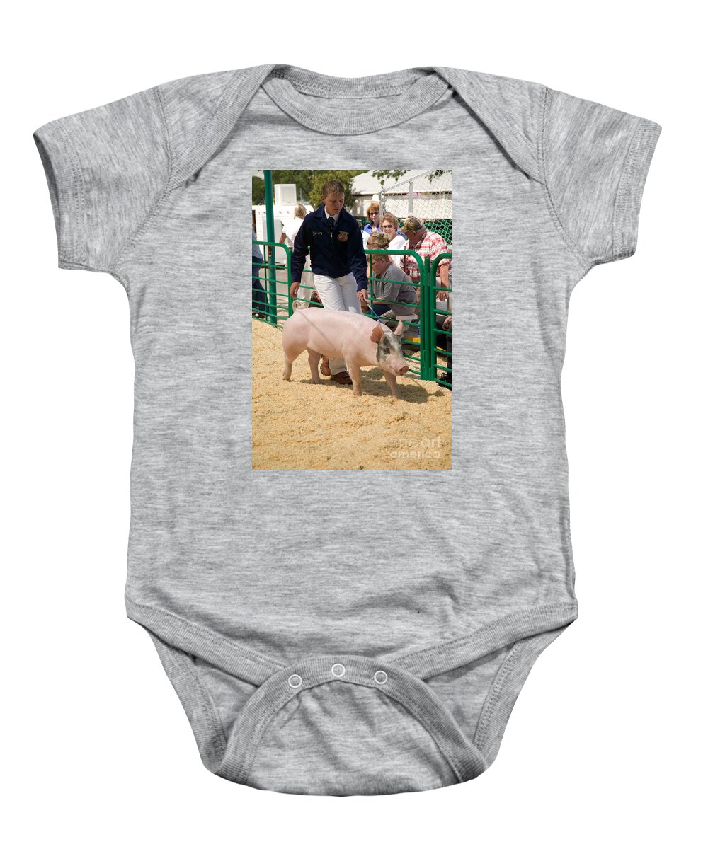 Pig Baby Onesie featuring the photograph Showing A Hog by Inga Spence