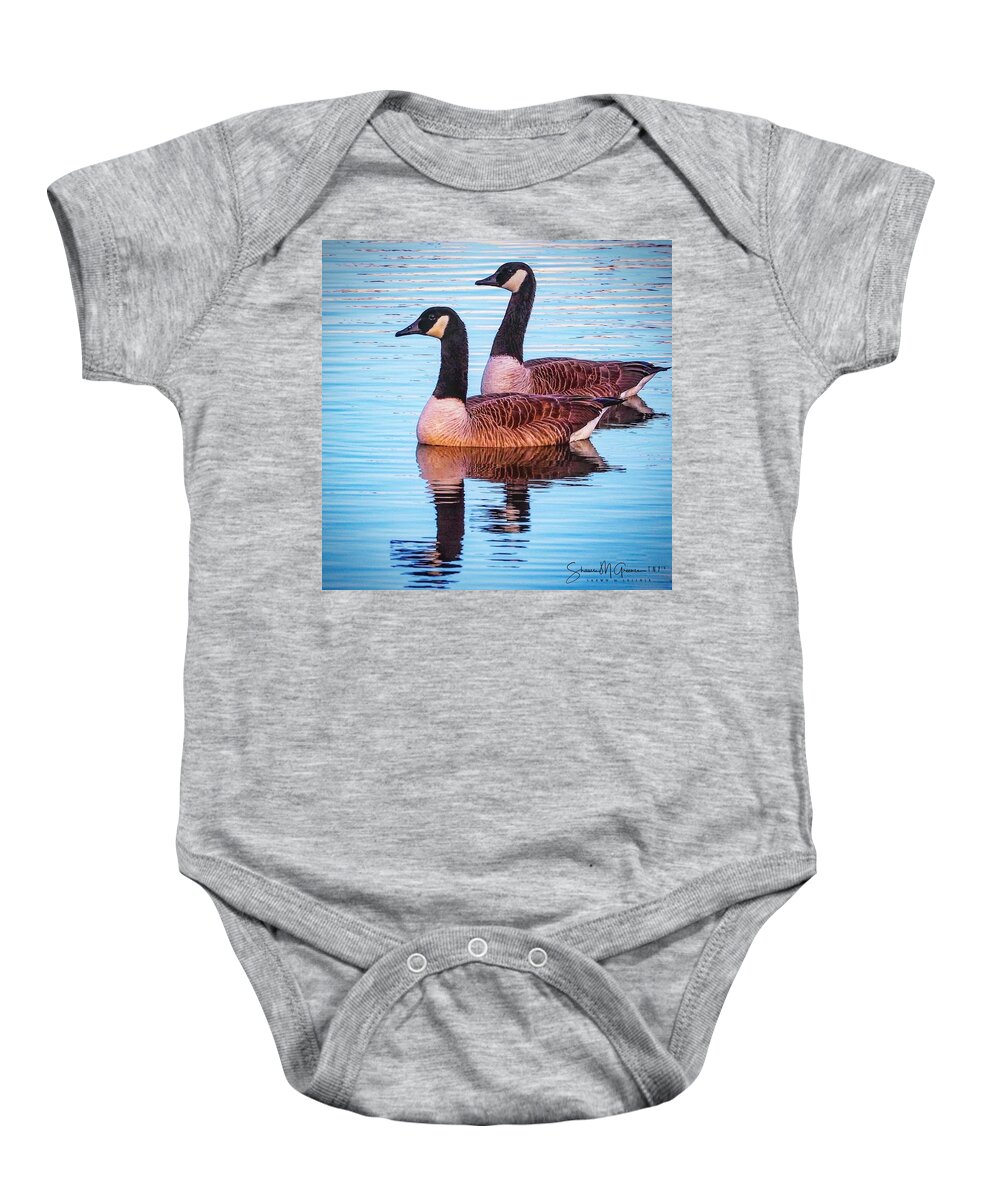 Geese Baby Onesie featuring the photograph Side by Side by Shawn M Greener