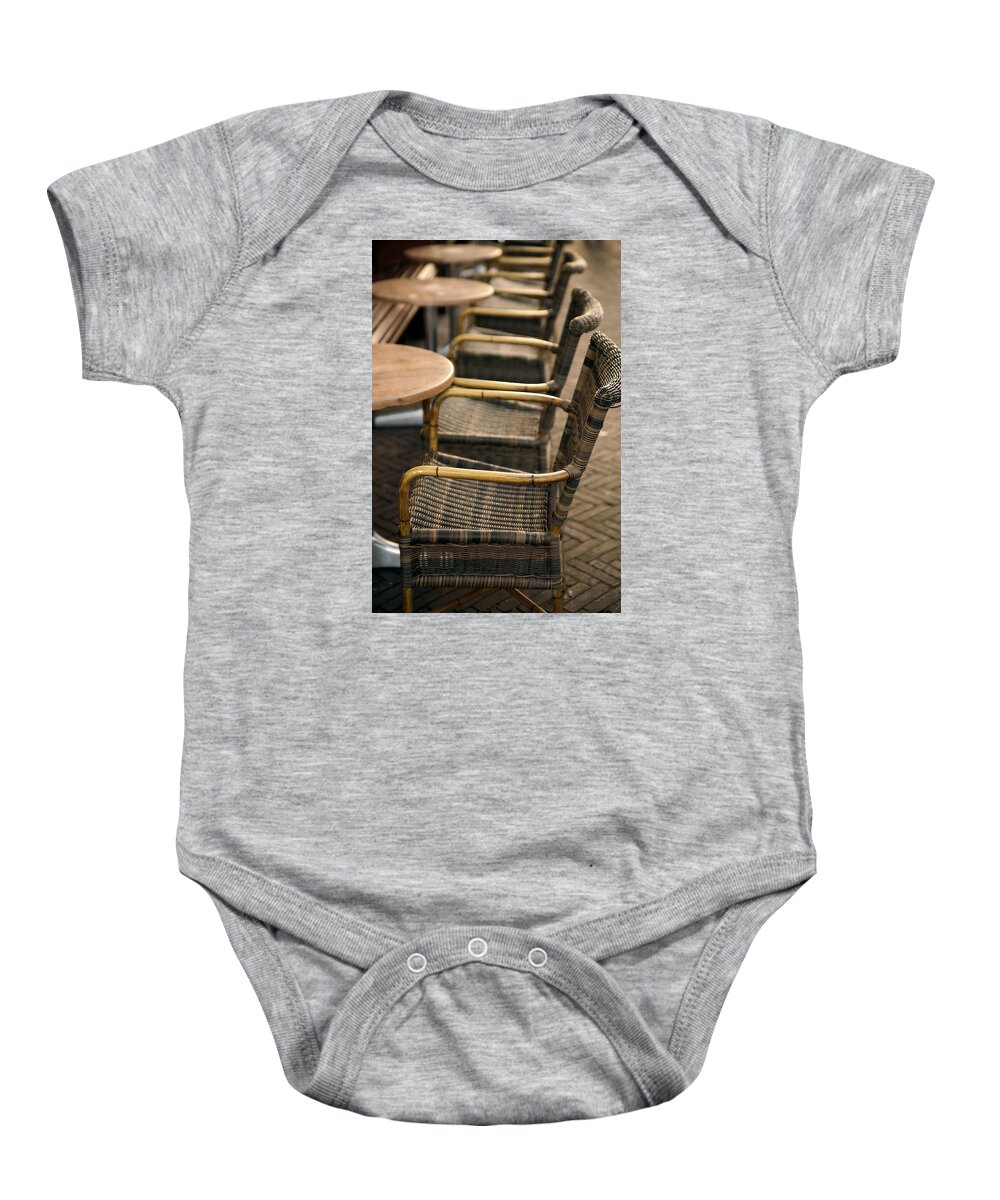 Lawrence Baby Onesie featuring the photograph Sidewalk Cafe Texture by Lawrence Boothby