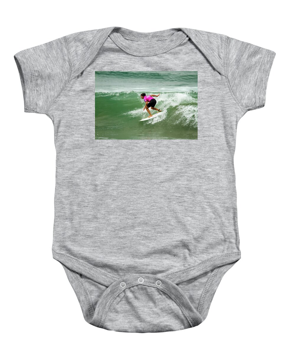 Surfers Baby Onesie featuring the photograph Silvana Lima Surfer by Waterdancer