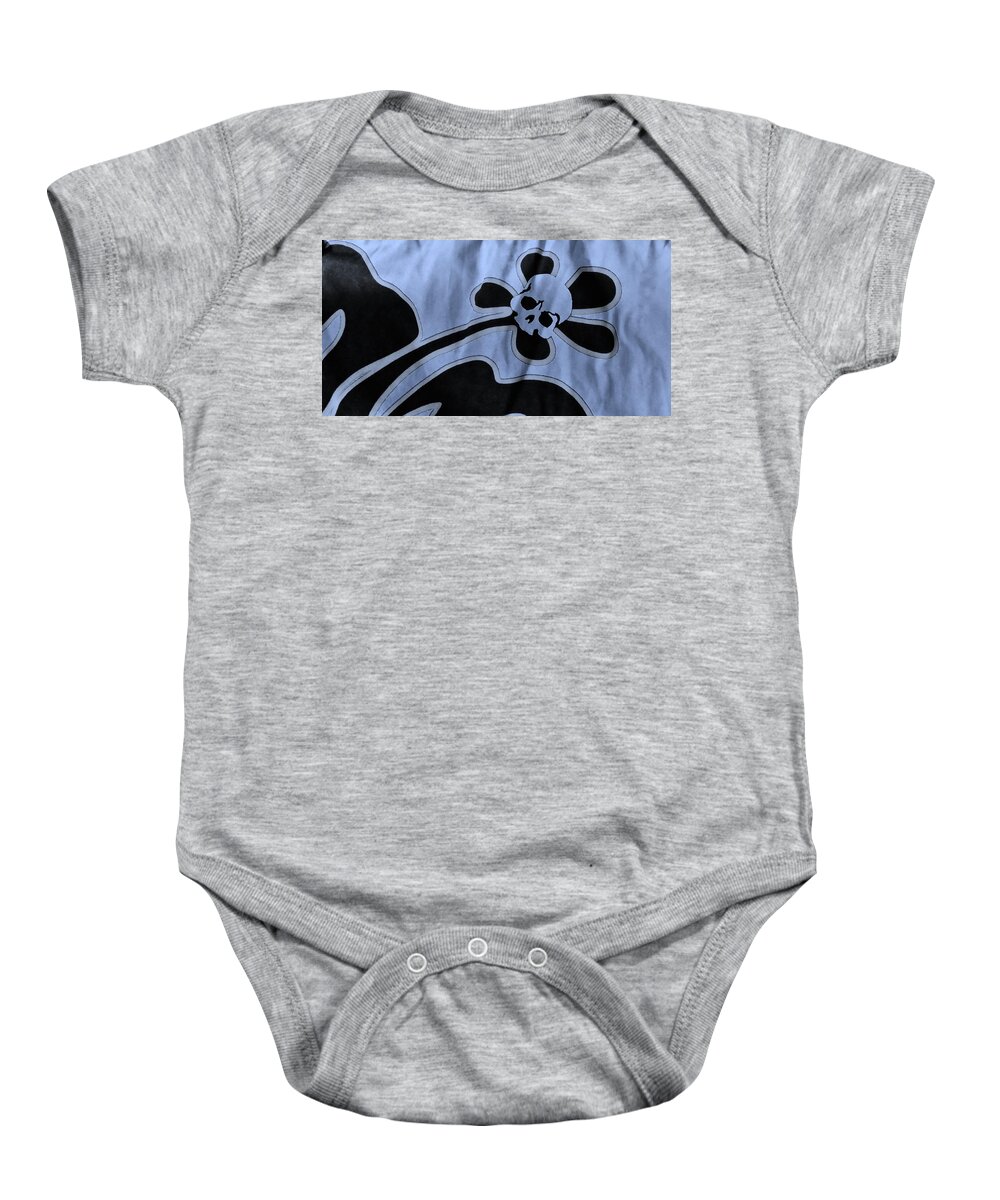 Skull Baby Onesie featuring the photograph Skullflower Cyan by Rob Hans