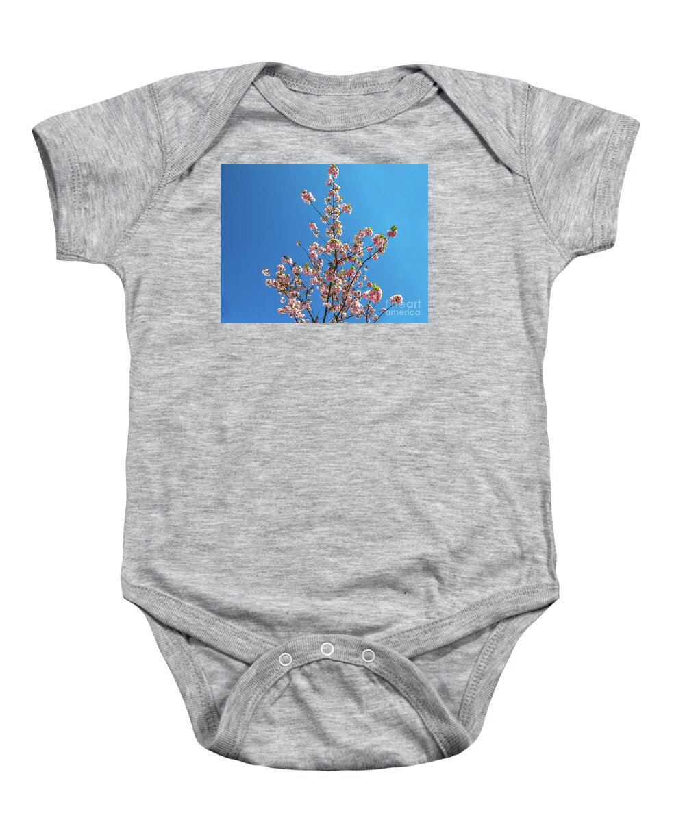 Cherry Blossom Baby Onesie featuring the photograph Sky Cherry Blossom by Benny Marty