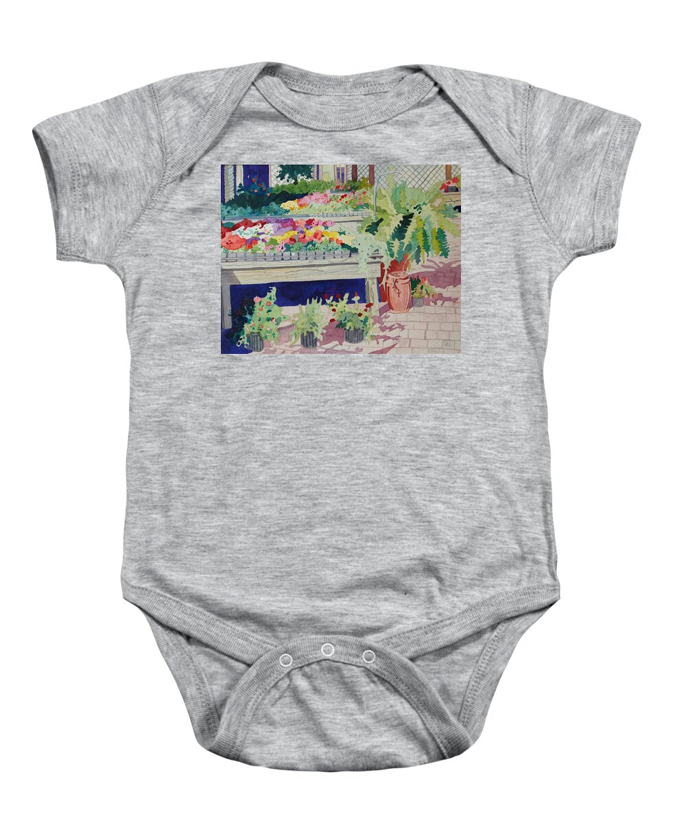 Garden Baby Onesie featuring the painting Small Garden Scene by Terry Holliday