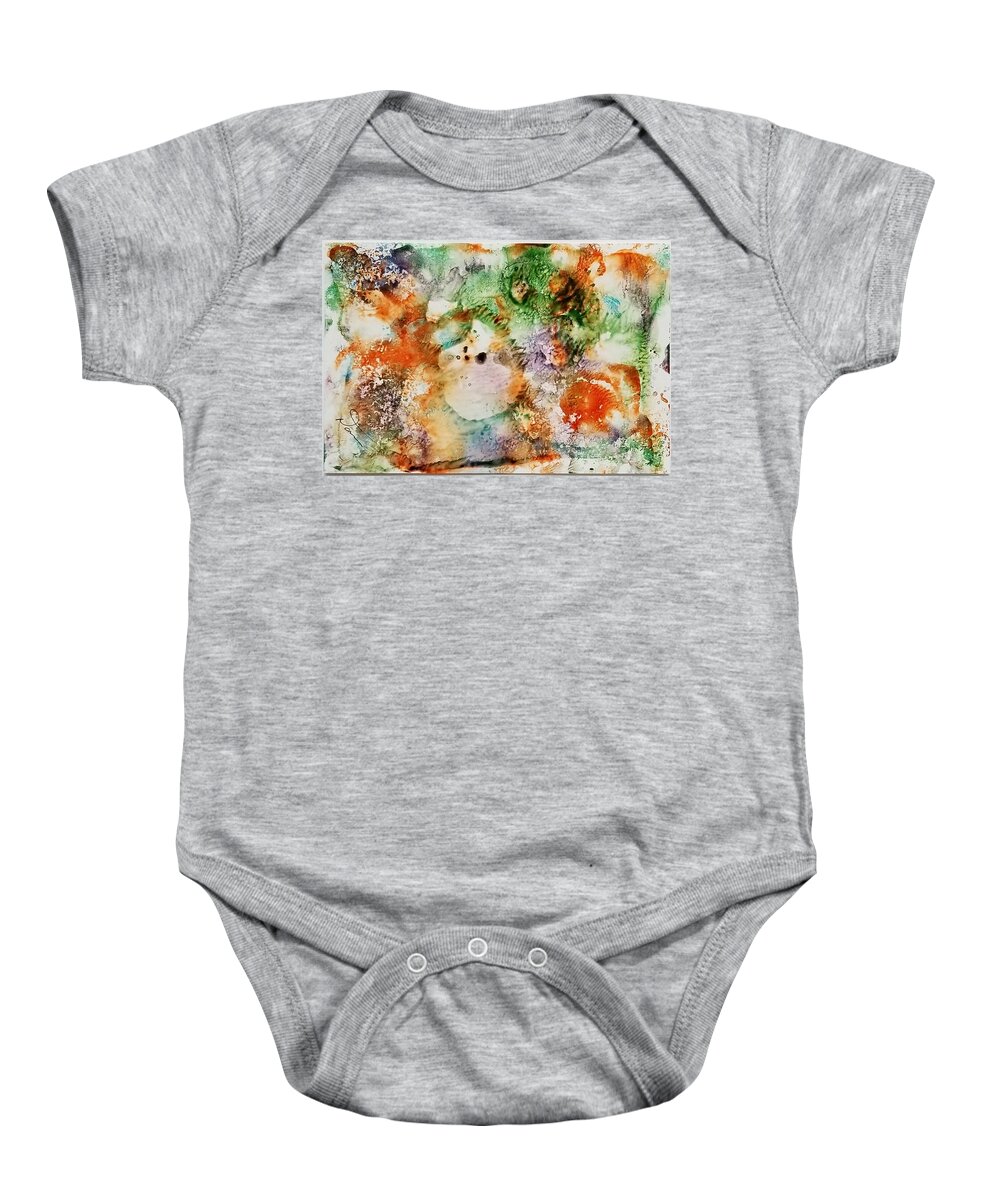 Abstract Alcohol Ink Painting Baby Onesie featuring the painting Smudge 2 by Donna Perry