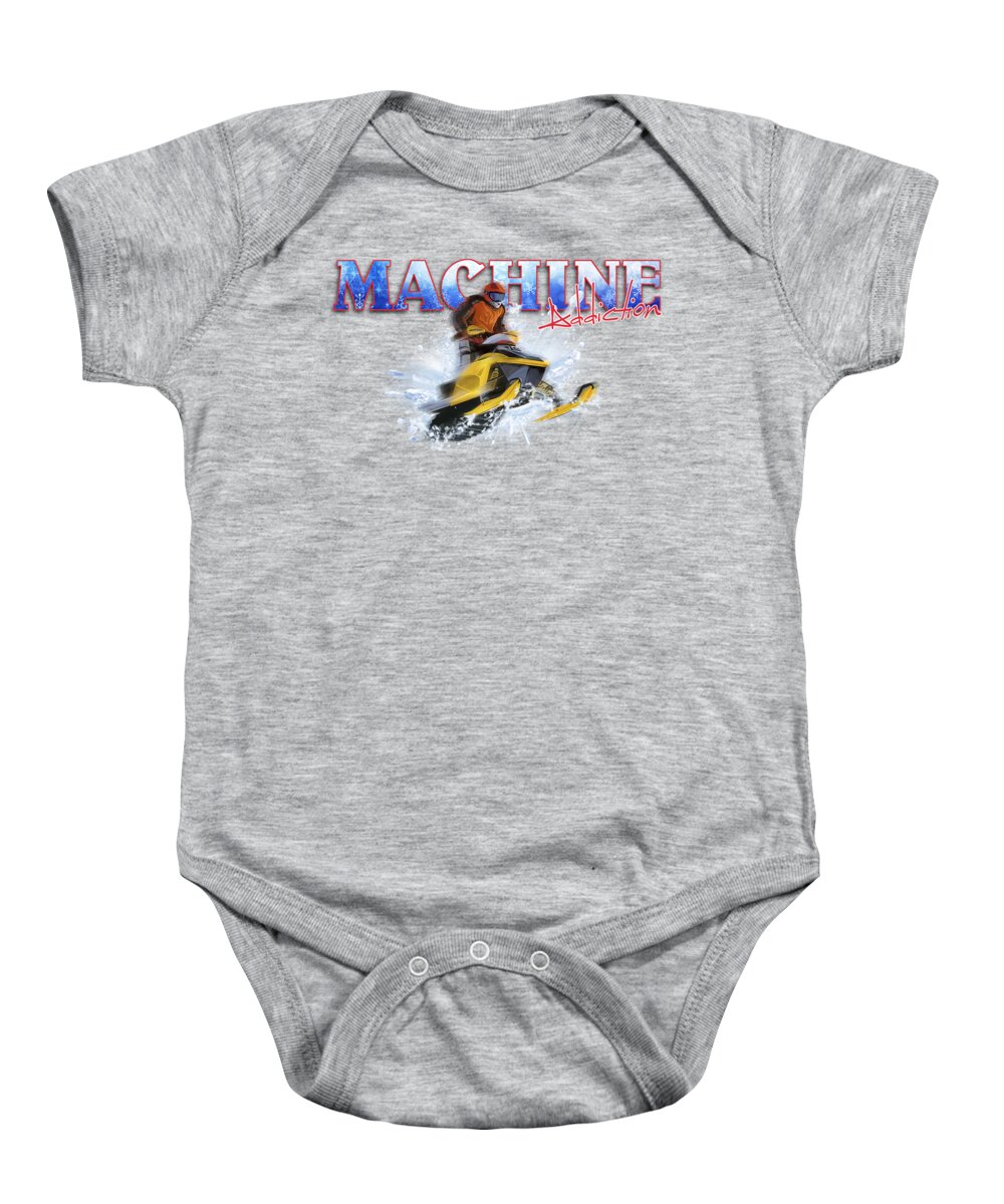 Snowmobile Baby Onesie featuring the painting Snow Addiction by Robert Corsetti