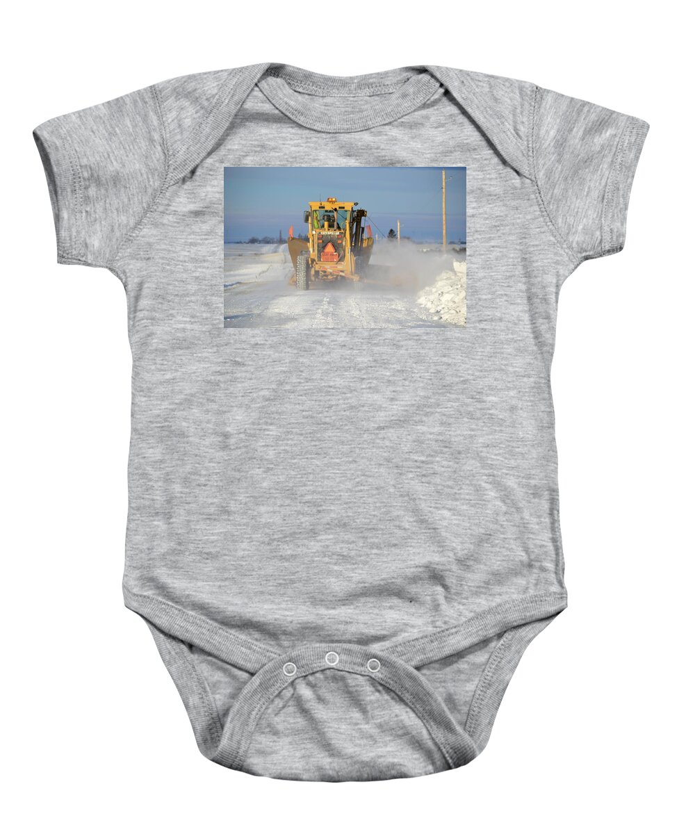 Road Baby Onesie featuring the photograph Snow Plowing by Bonfire Photography