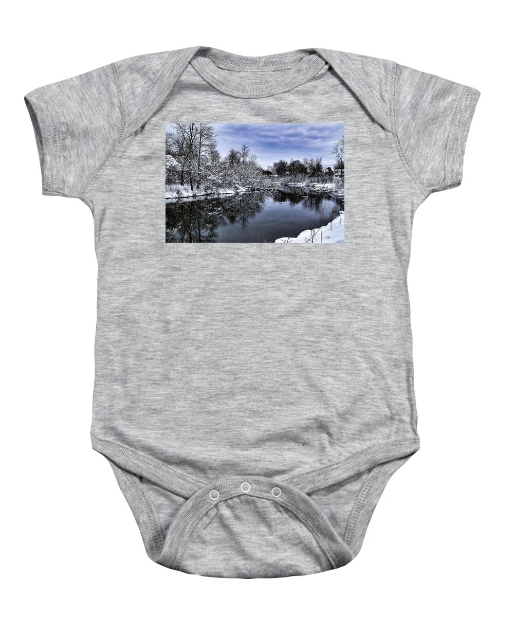 Snow Baby Onesie featuring the photograph Snowy Ellicott Creek by Nicole Lloyd