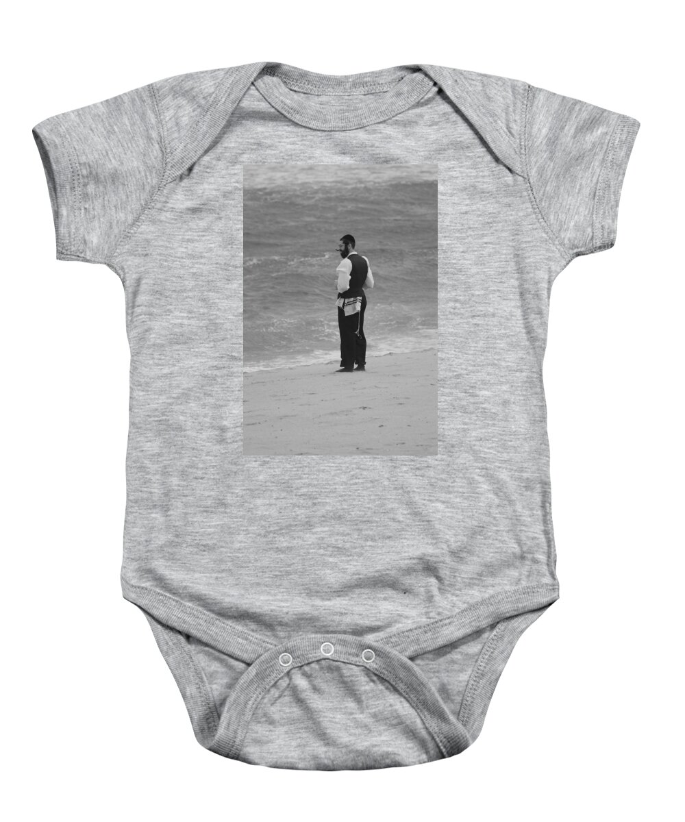 Black And White Baby Onesie featuring the photograph Solice by Rob Hans