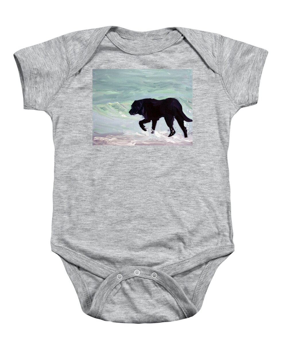 Black Baby Onesie featuring the painting Solitary Stroll by Sheila Wedegis