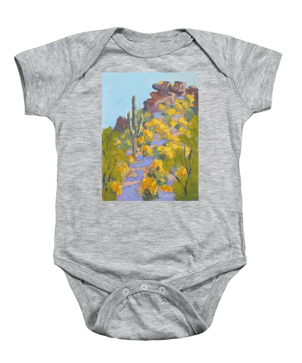 Art For Sale Baby Onesie featuring the painting Sonoran Springtime - Art by Bill Tomsa by Bill Tomsa