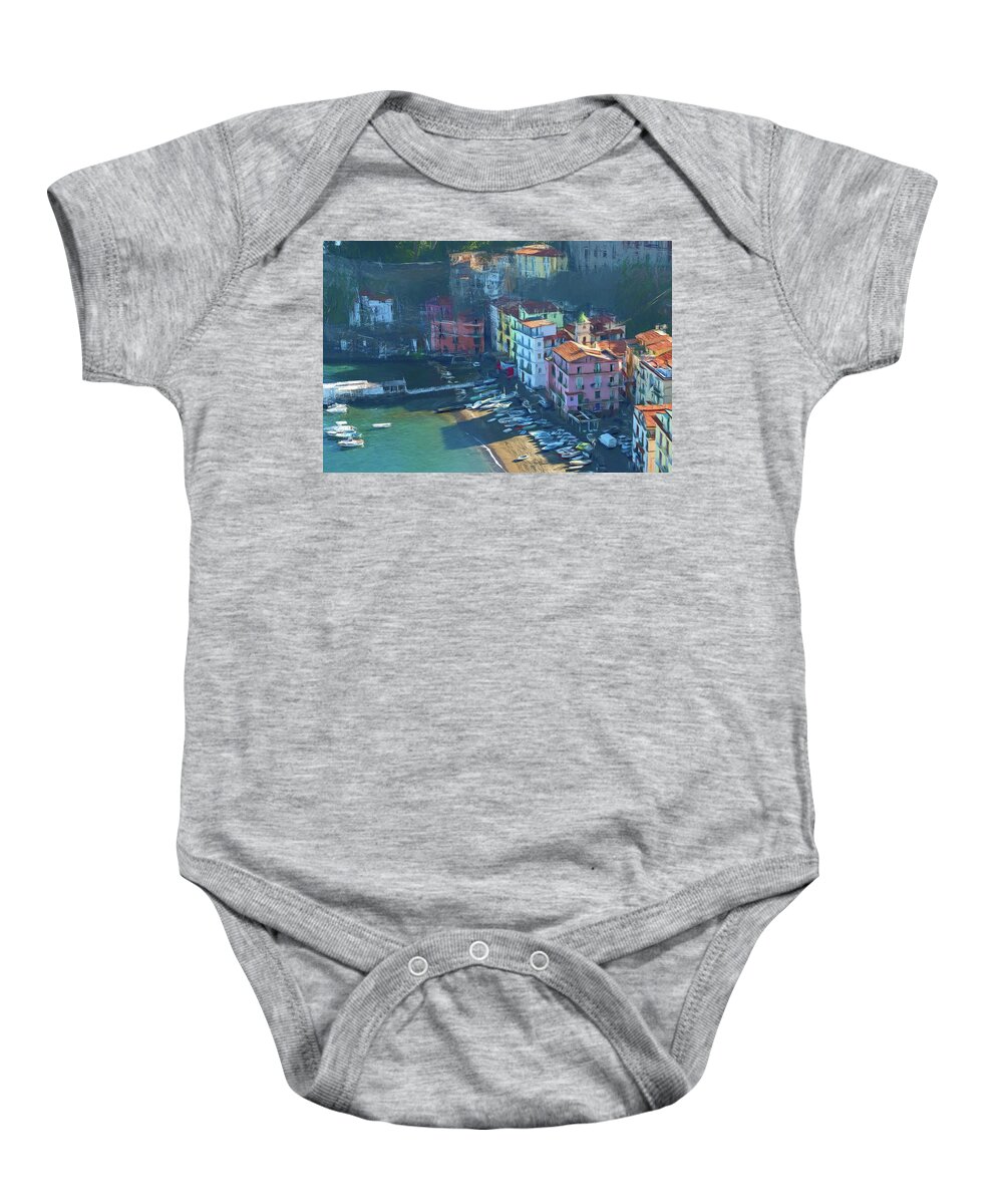 Photopainting Baby Onesie featuring the photograph Sorrento Marina Grande Colored Pencil by Allan Van Gasbeck