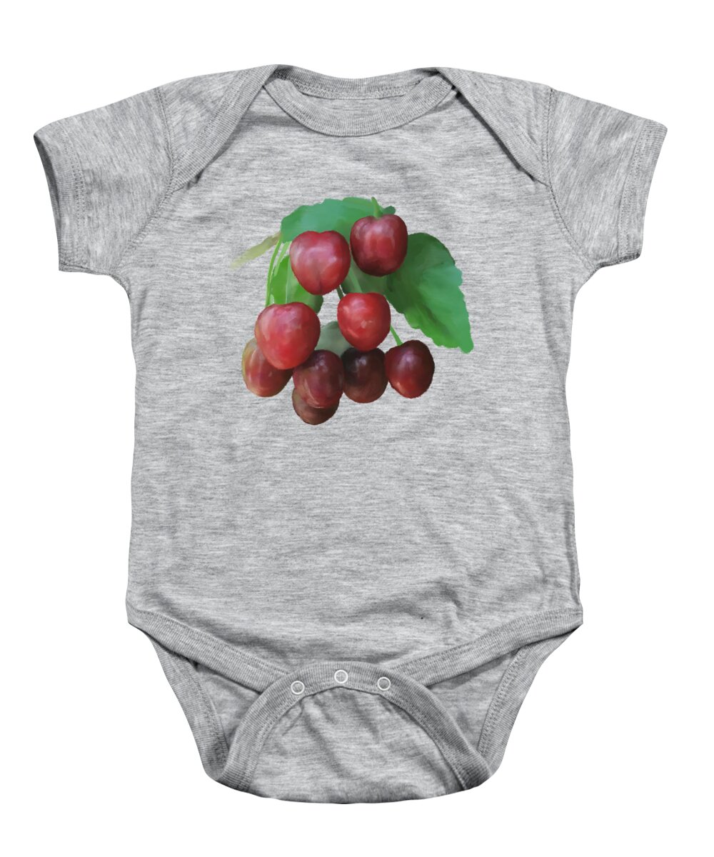 Sour Cherry Baby Onesie featuring the painting Sour Cherry by Ivana Westin