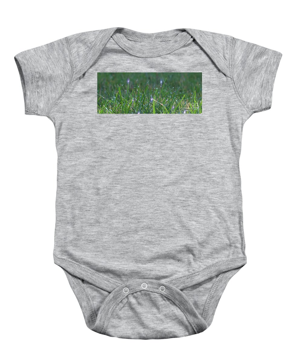 Dews Baby Onesie featuring the photograph Sparkling Dew drops by Yumi Johnson