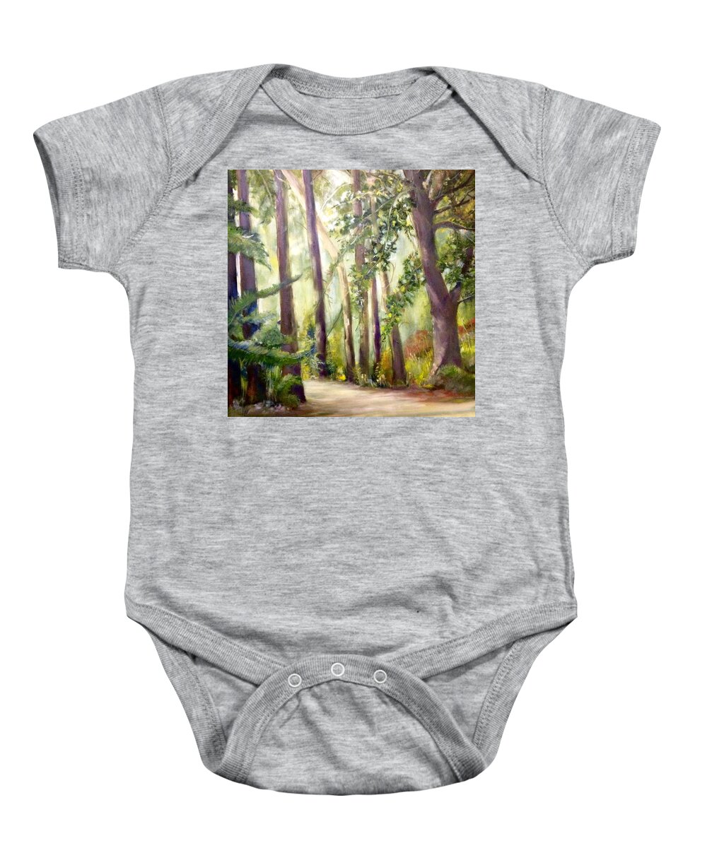Trees Baby Onesie featuring the painting Spirt of the Green Trees by Janet Visser
