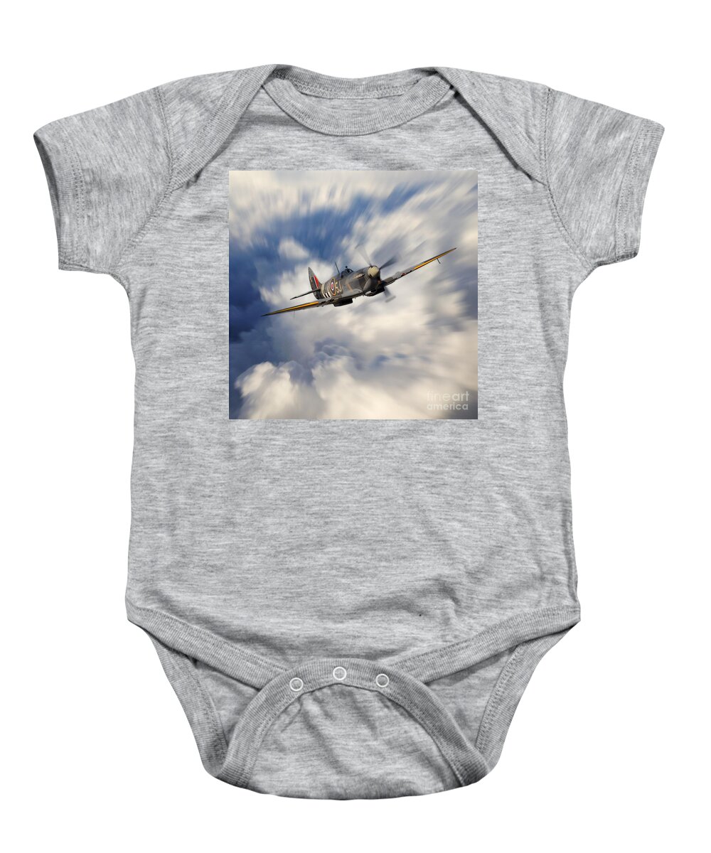 Supermarine Baby Onesie featuring the digital art Spitfire Climb by Airpower Art