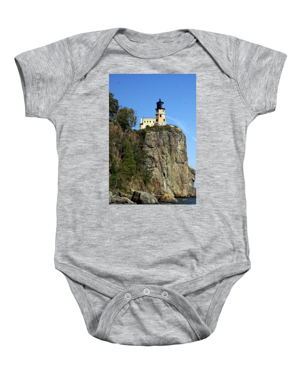 Lighthouse Baby Onesie featuring the photograph Split Rock 3 by Marty Koch