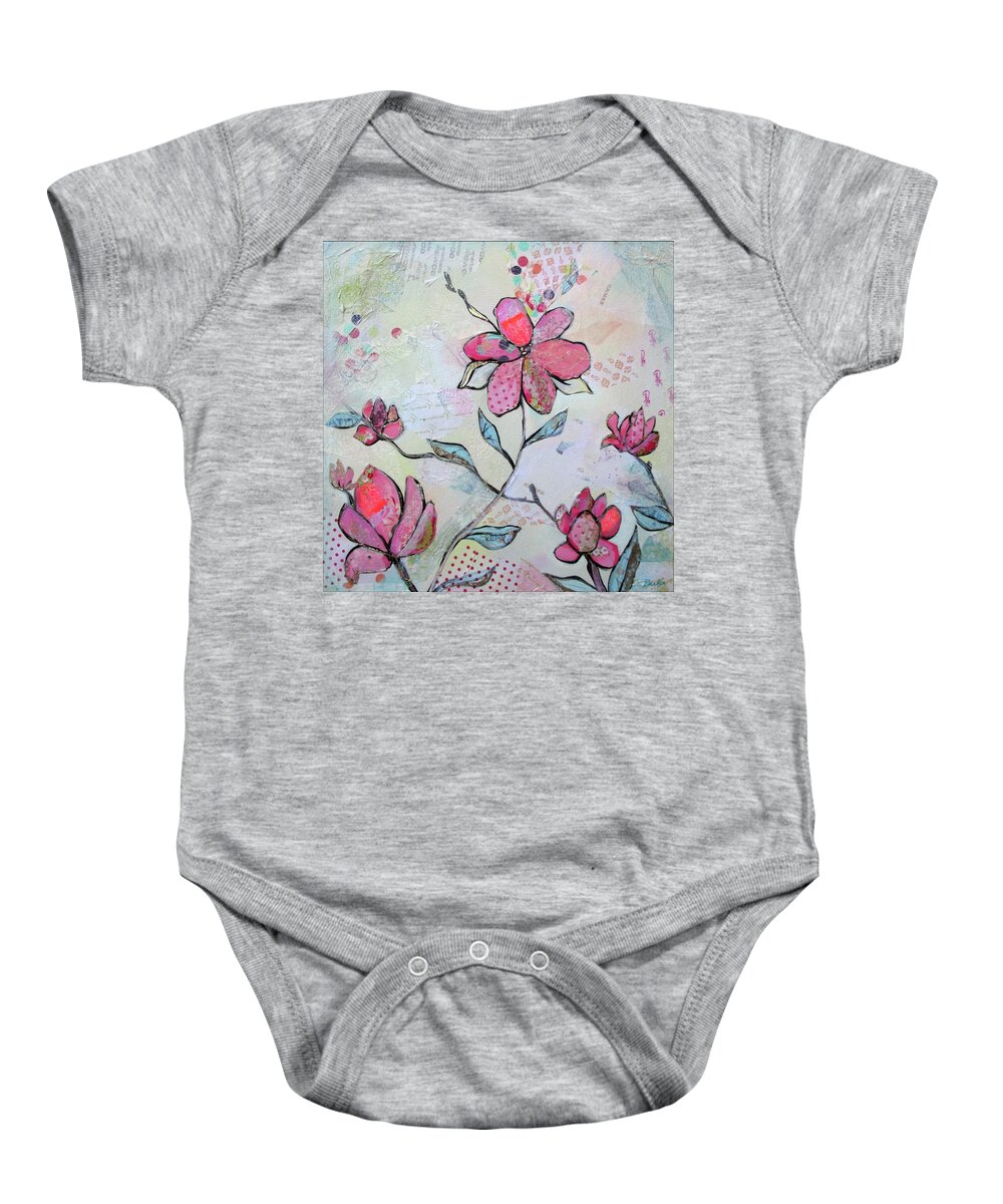Pink Baby Onesie featuring the painting Spring Reverie II by Shadia Derbyshire
