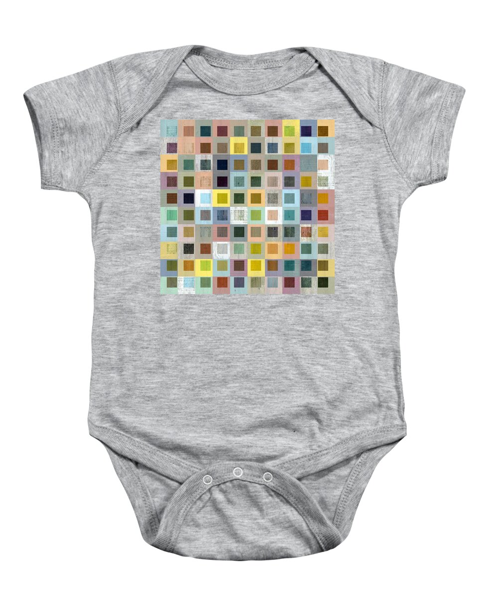 Abstract Baby Onesie featuring the digital art Squares in Squares Three by Michelle Calkins