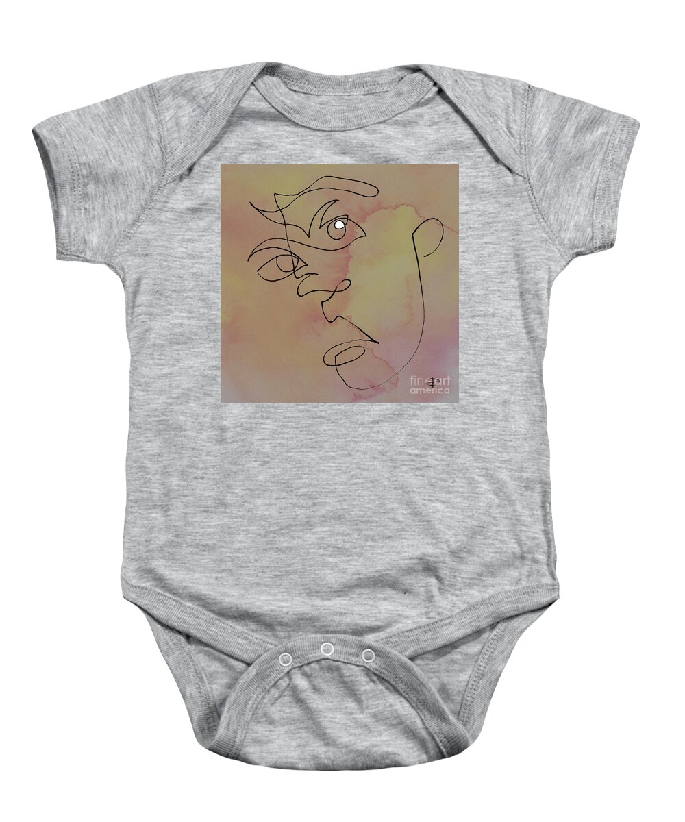 Squigglehead With White Highlight Baby Onesie featuring the mixed media Squigglehead With White Highlight by Paul Davenport