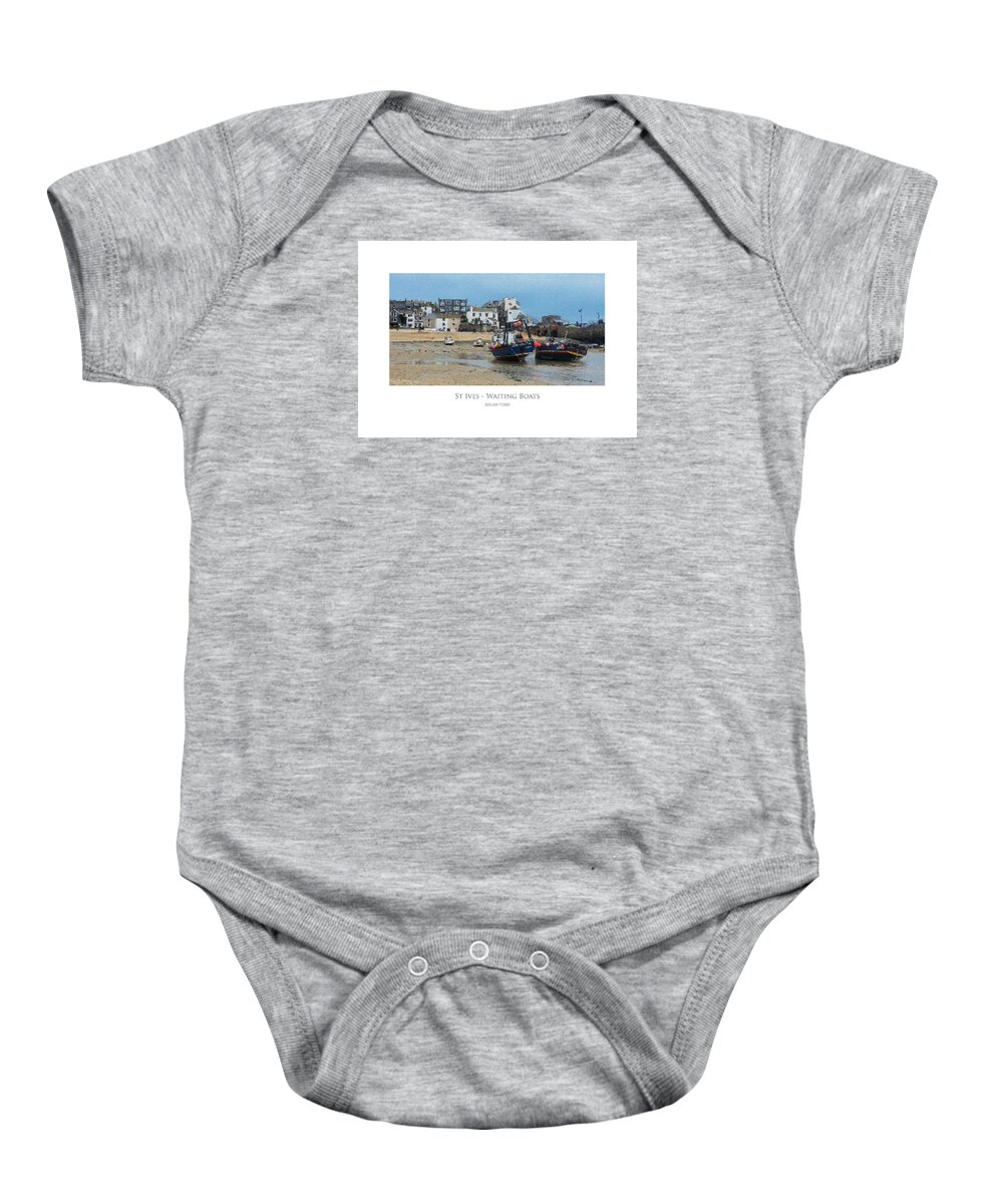 Boat Baby Onesie featuring the digital art St Ives - Waiting Boats by Julian Perry