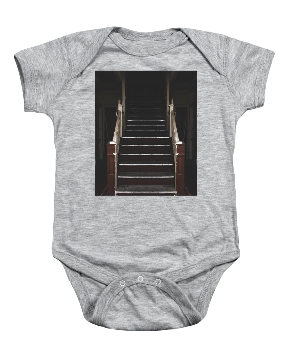 Scary Baby Onesie featuring the photograph Stairway to Spooks by Annie Walczyk