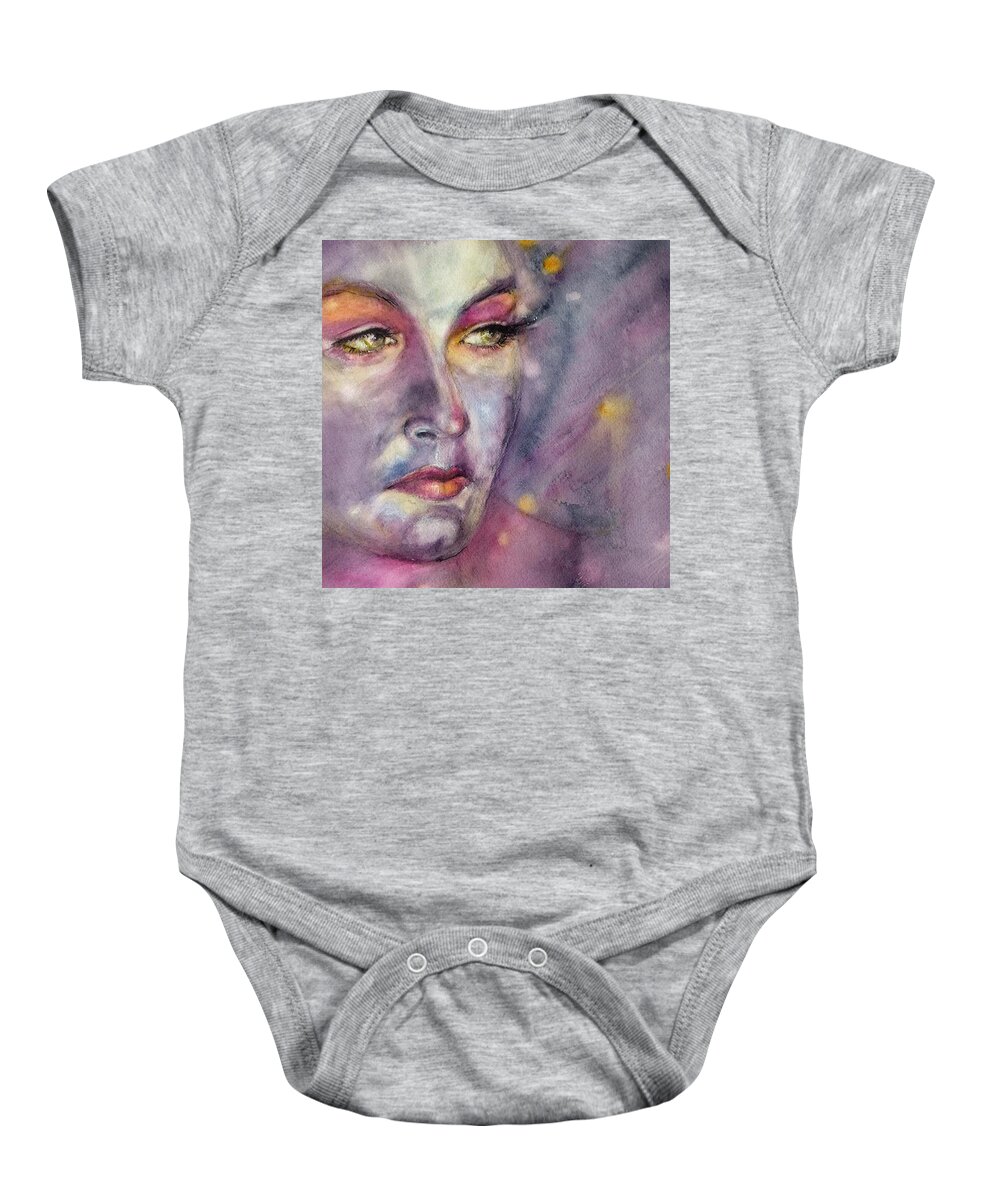 Portrait Baby Onesie featuring the painting Star Gazer by Judith Levins