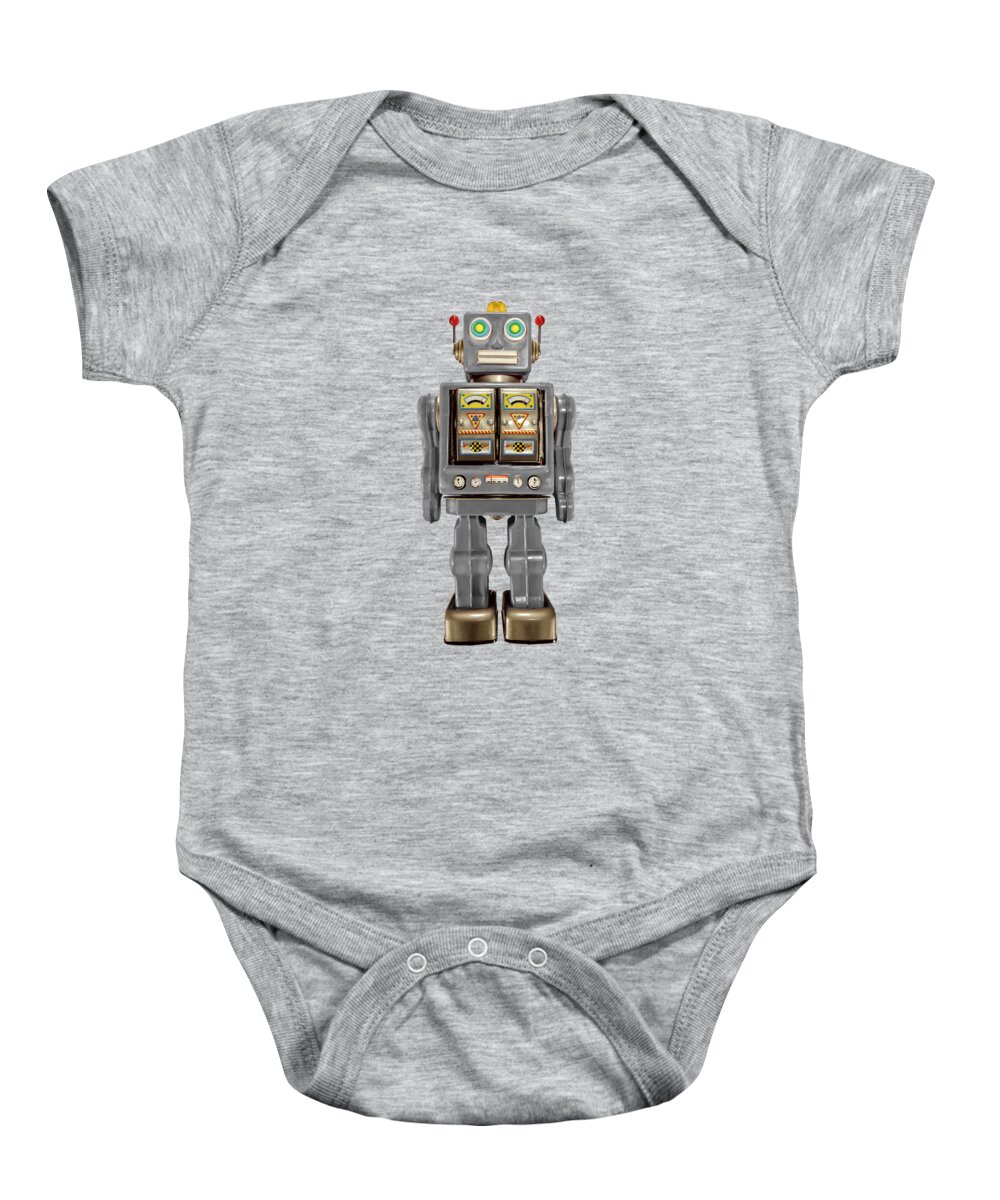 Classic Baby Onesie featuring the photograph Star Strider Robot Grey by YoPedro