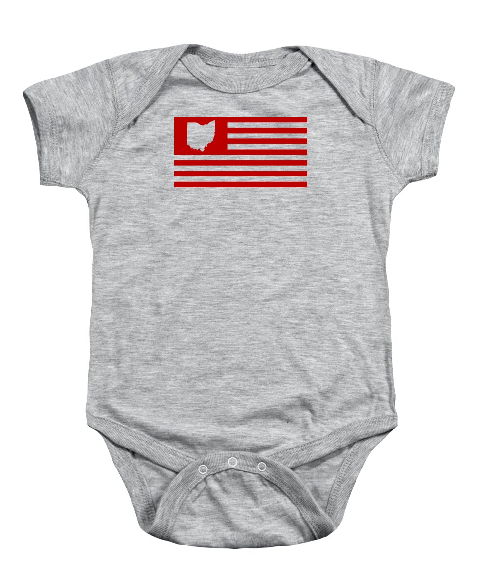 Ohio Baby Onesie featuring the digital art State of Ohio - American Flag by War Is Hell Store