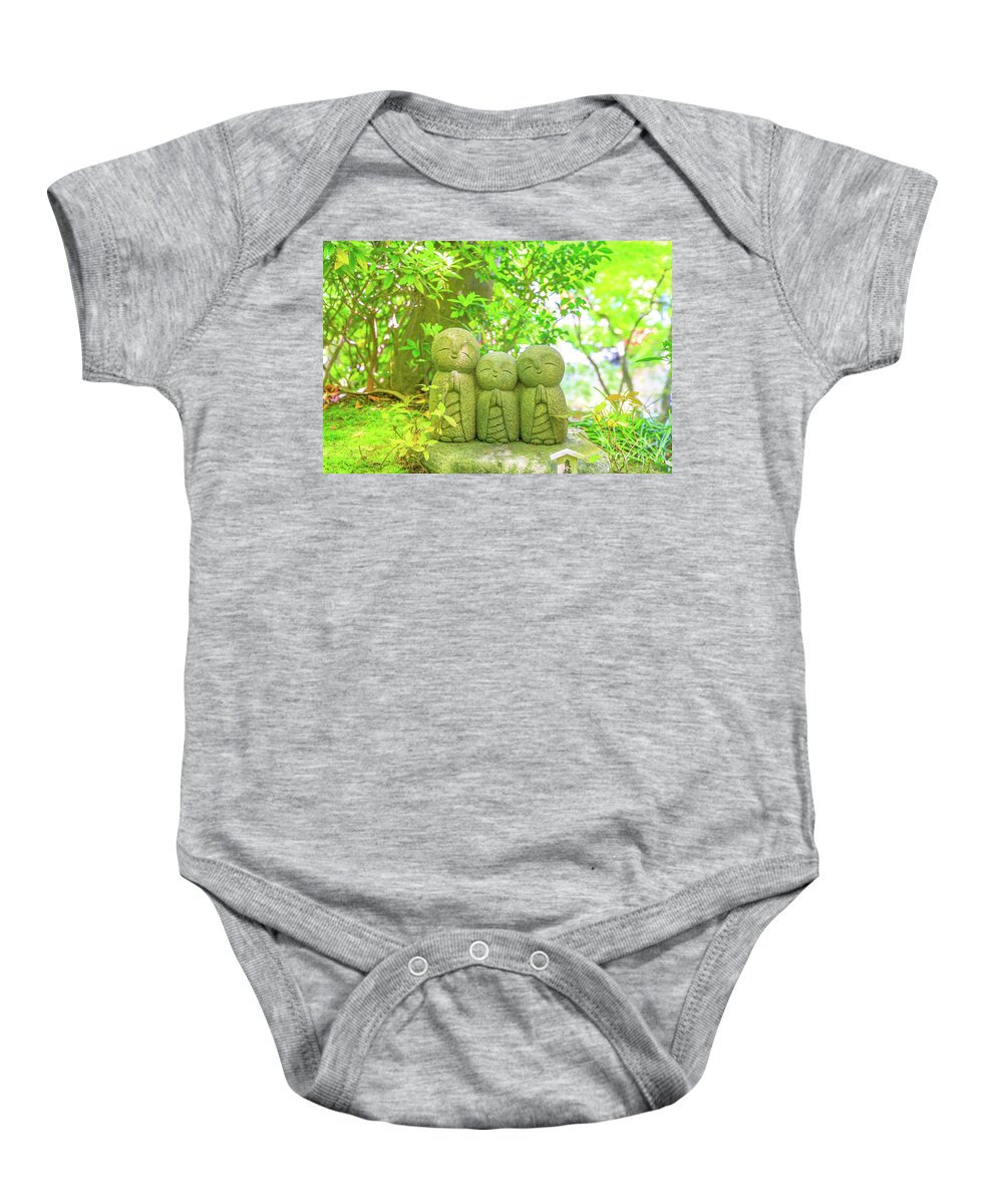 Kamakura Baby Onesie featuring the photograph Statues of Jizo by Benny Marty