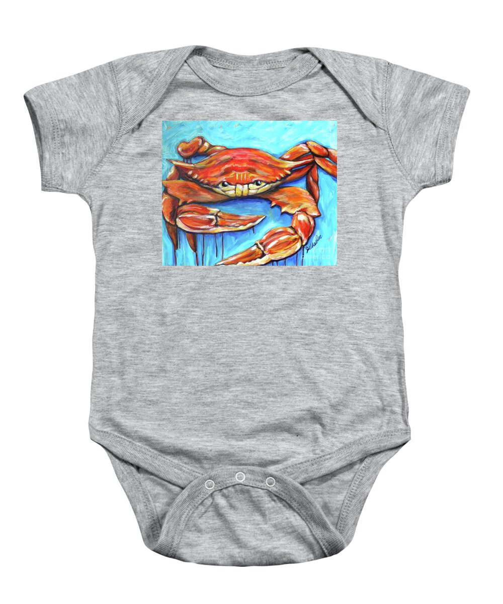 Crab Baby Onesie featuring the painting Steamed by JoAnn Wheeler